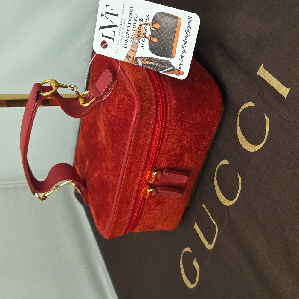 Gucci 1970’S Red Suede Vanity Bag Ultra Rare collectable, excellent cond - Picture 5 of 13